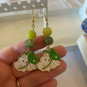 Bunny Charm Earrings - green
